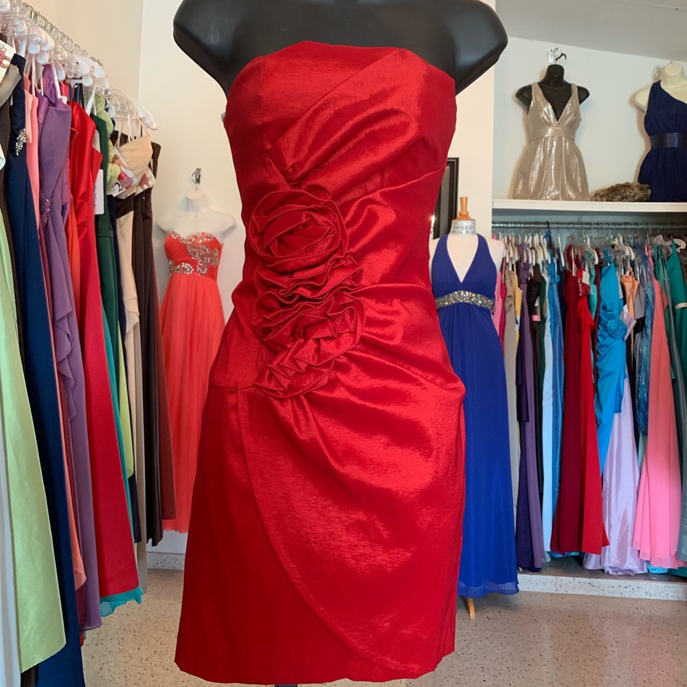 Red short prom evening dress